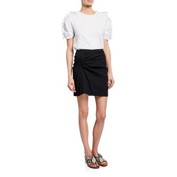 NEW NWT $295 SZ 4 Womens A.L.C. Burke Linen Blend Black Gathered Ruched - Picture 3 of 8